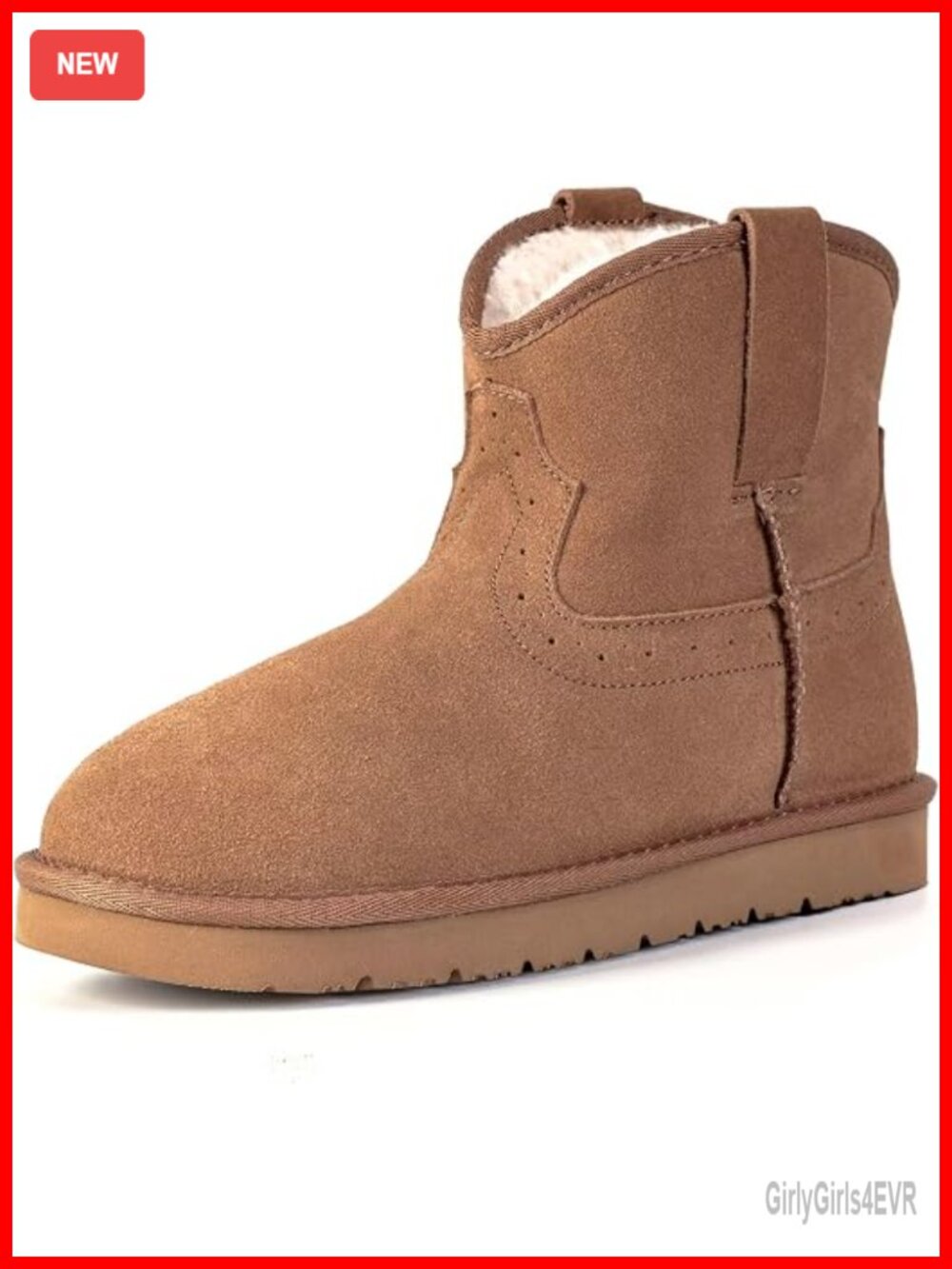 Genuine Leather Ankle Boots, Warm Slip on Winter Snow Booties
